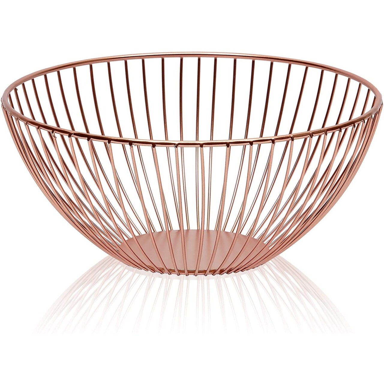 Juvale Metal Wire Fruit Basket, Kitchen Décor (Rose Gold, 10 x 4.7 Inches)